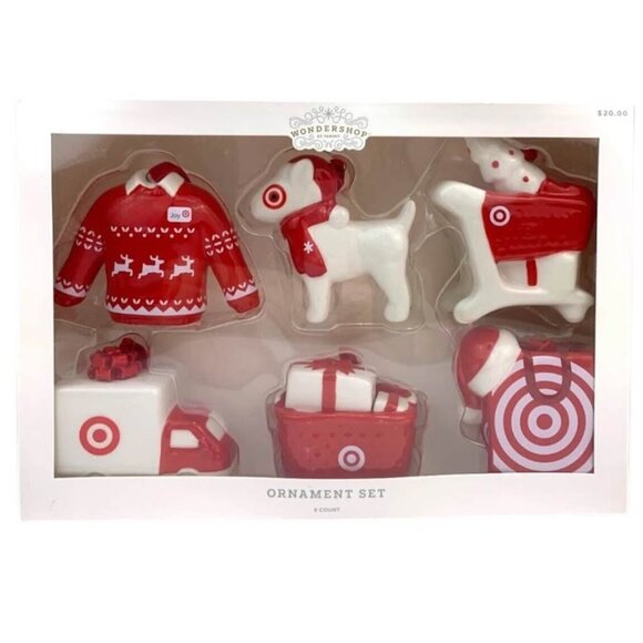 NEW in Box Target Ornament Set 2024 Red white Christmas dog cart bag shirt - Picture 2 of 2